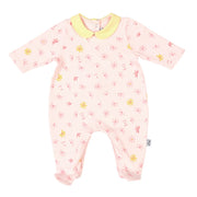 Girls Pink & Yellow Print Cotton All-in-One