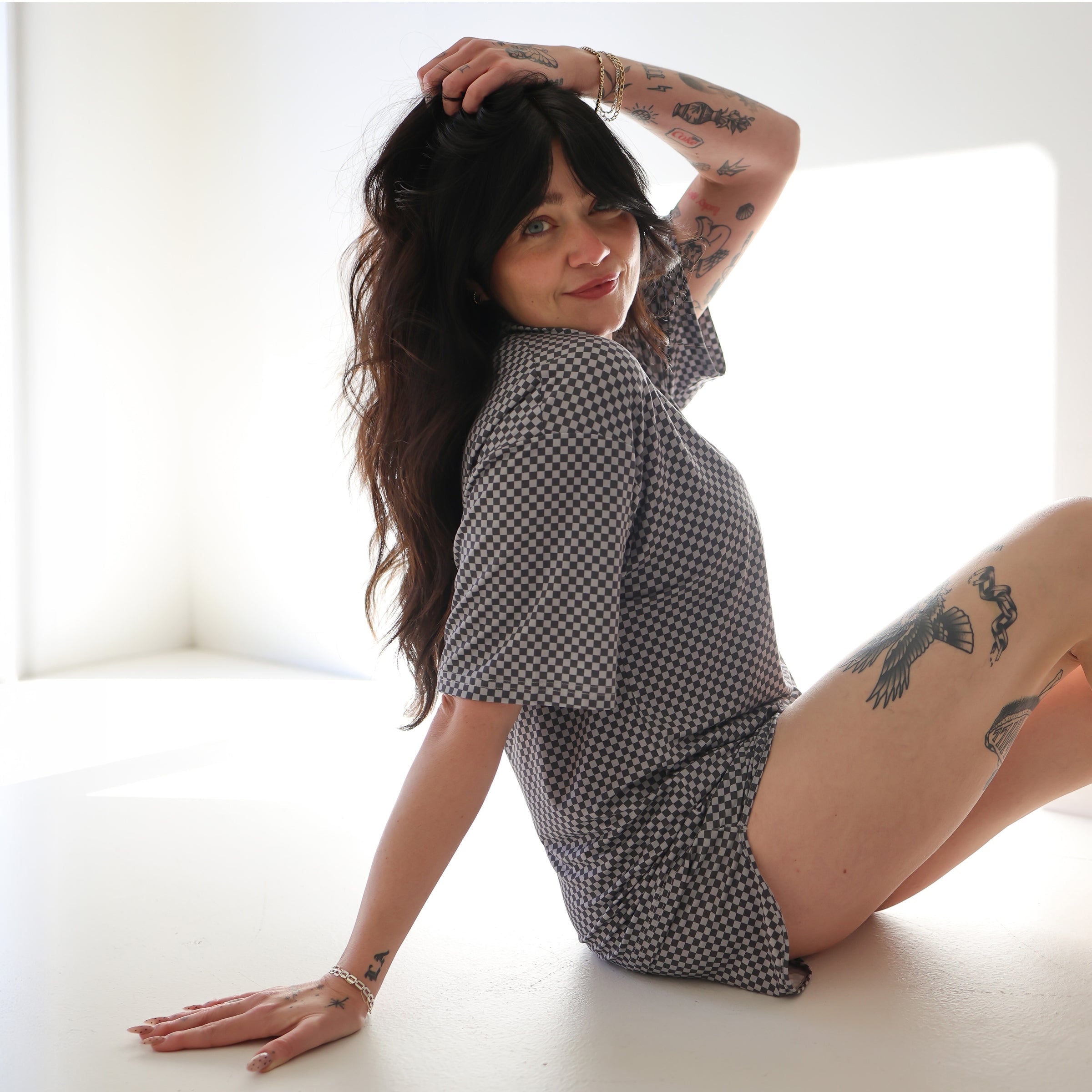 Women's Bamboo Short Set | Street Micro Check