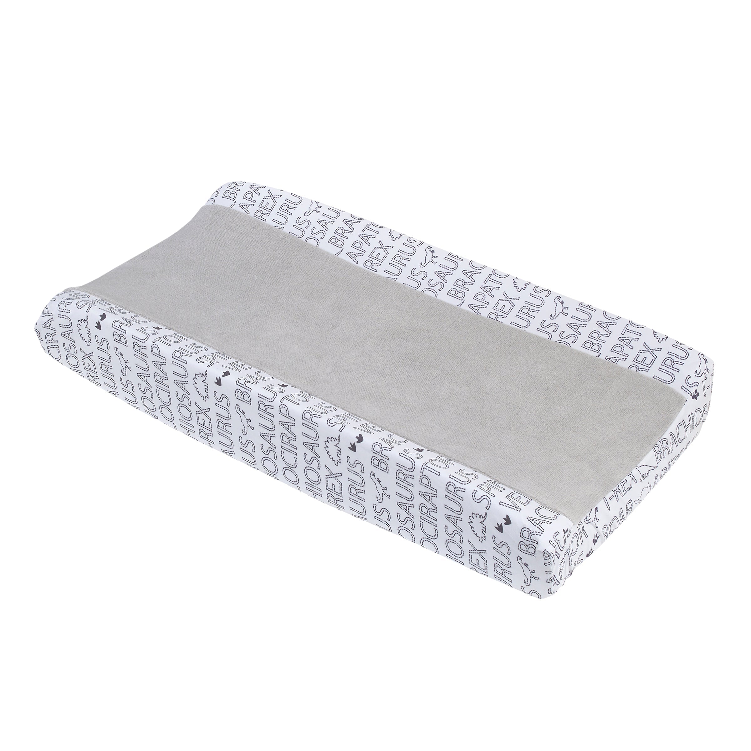 Baby-Saurus Gray and White Super Soft Word Print Changing Pad Cover
