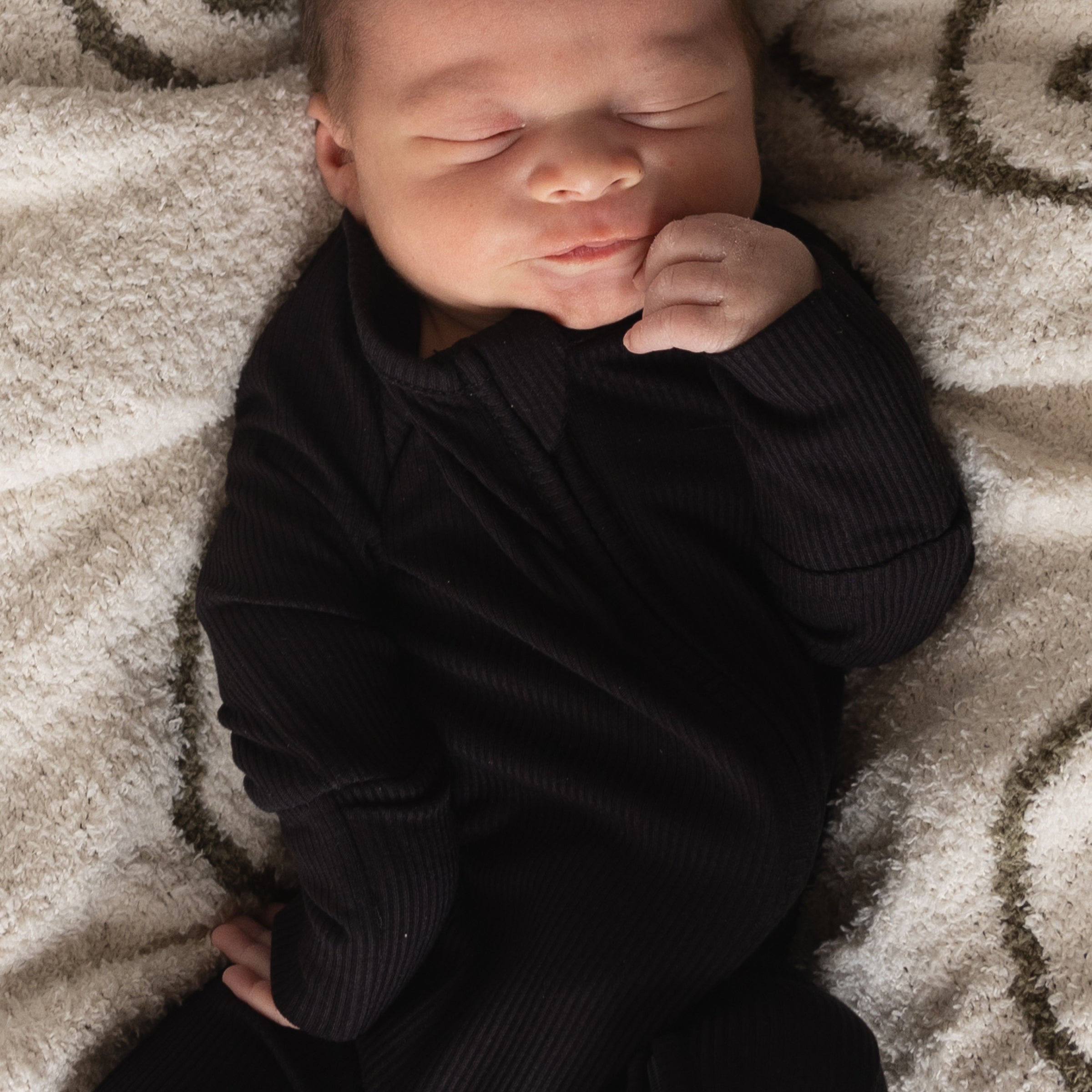 Bamboo Zip Pajamas | Ribbed Black