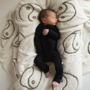 Bamboo Zip Pajamas | Ribbed Black