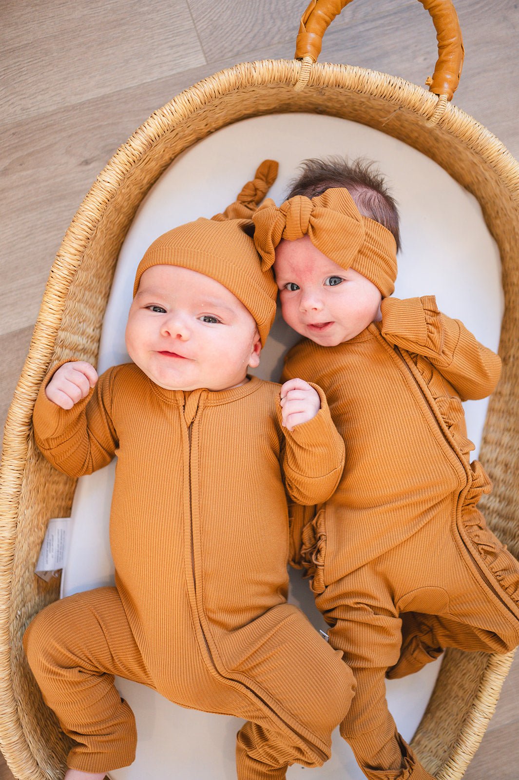 Caramel Ribbed Baby Pajamas | Zipper Romper
