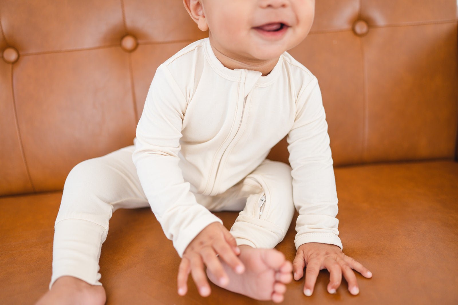 Cream Baby Pajamas | Zipper Romper