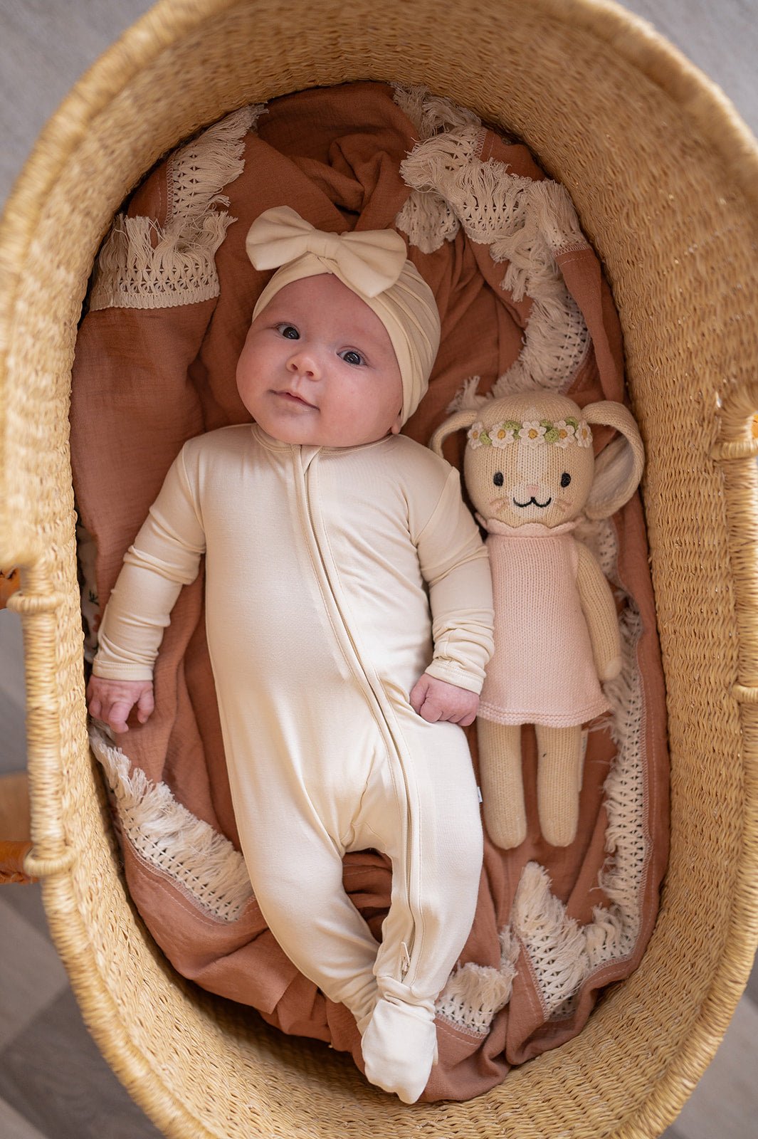 Cream Baby Pajamas | Zipper Romper