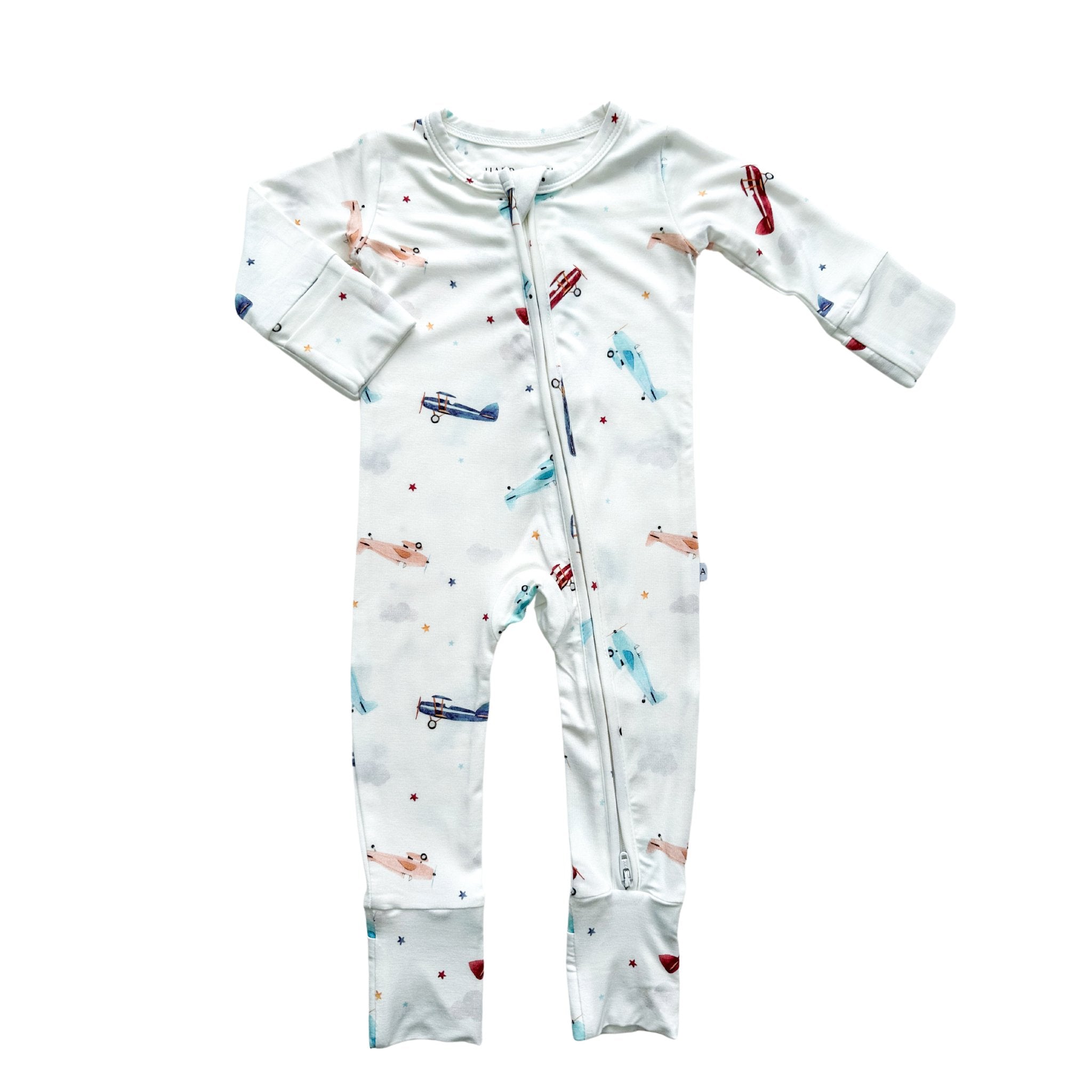 Vintage Airplane Baby Pajamas | Zipper Romper
