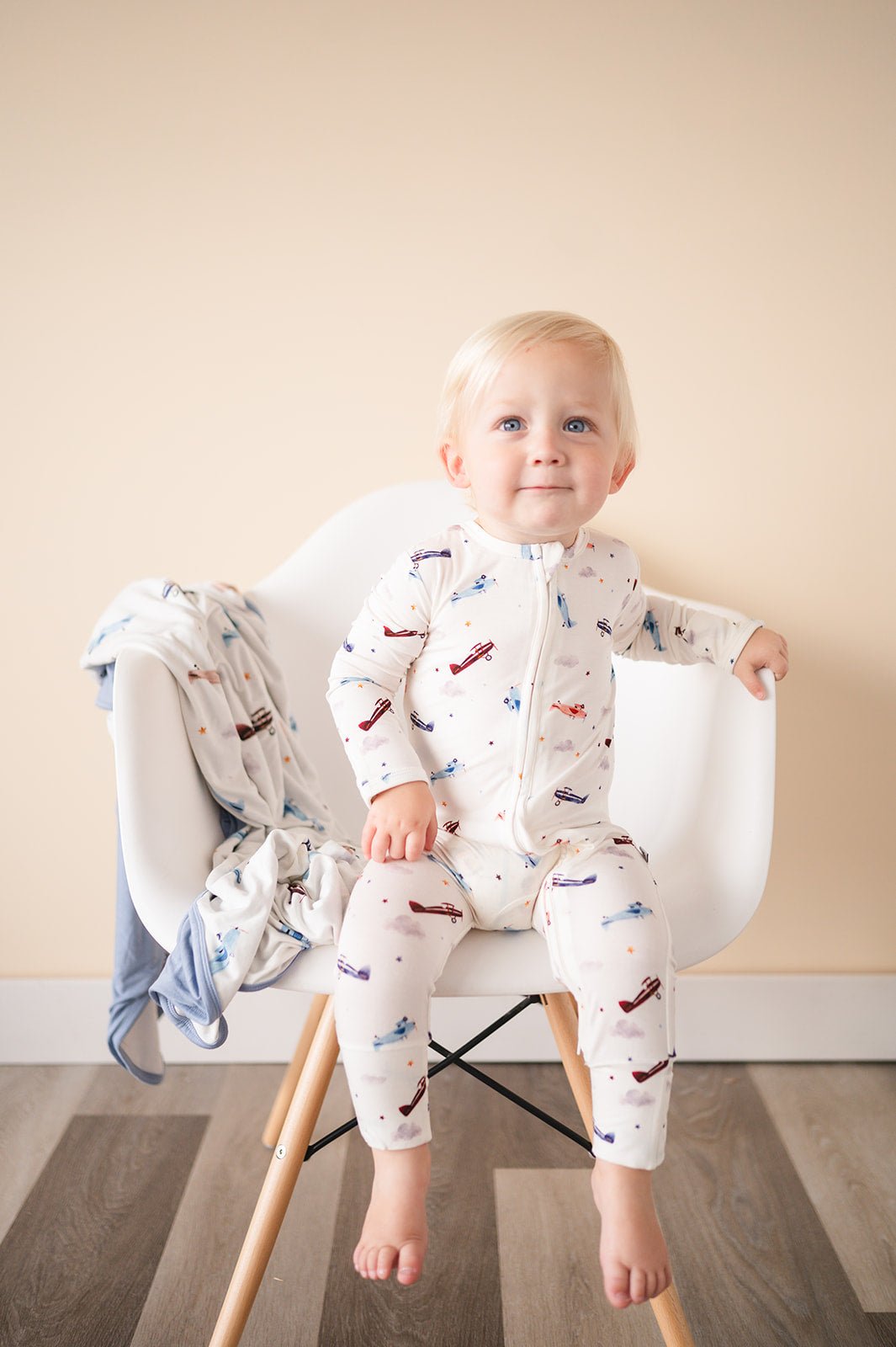 Vintage Airplane Baby Pajamas | Zipper Romper