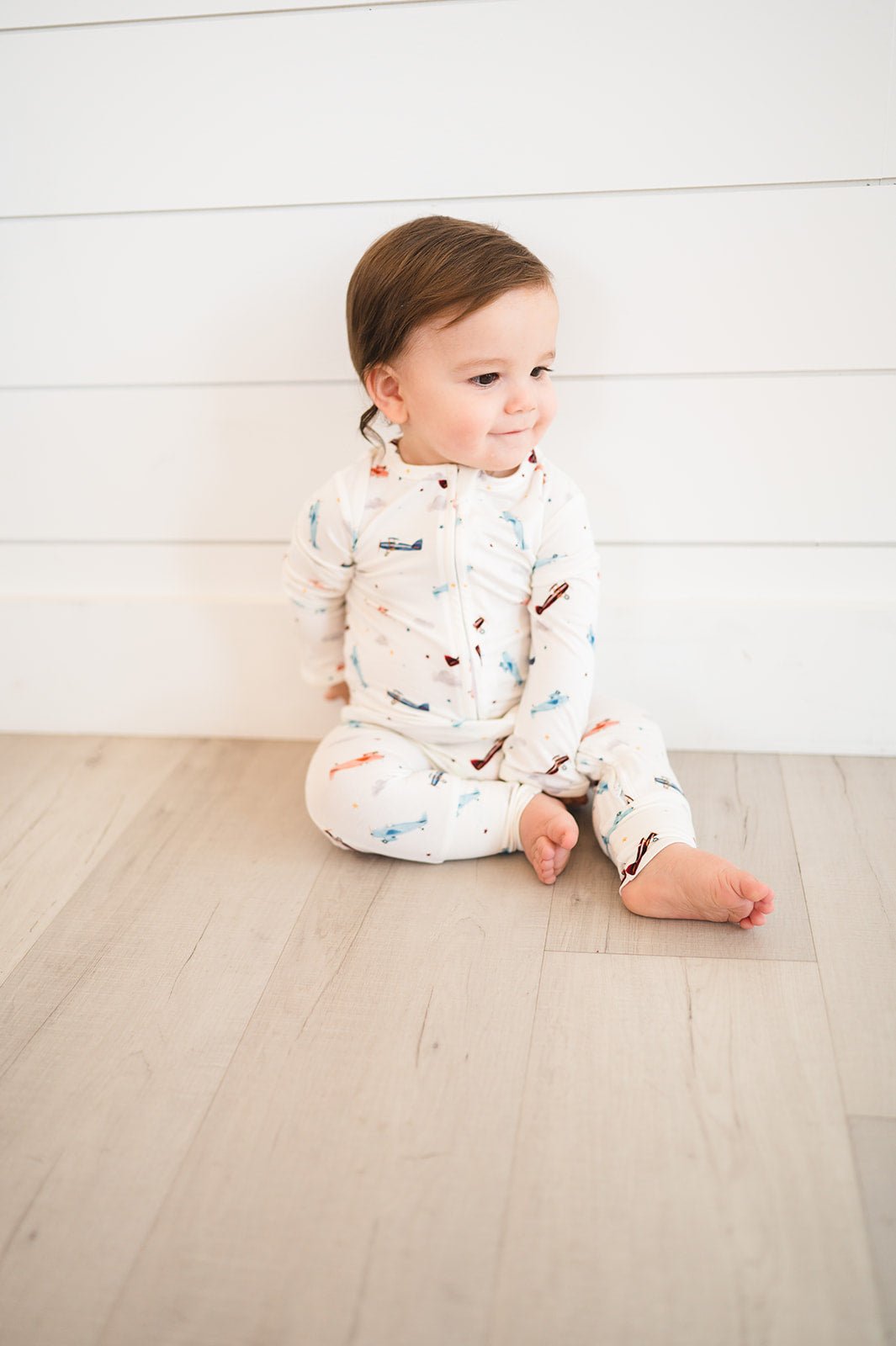 Vintage Airplane Baby Pajamas | Zipper Romper