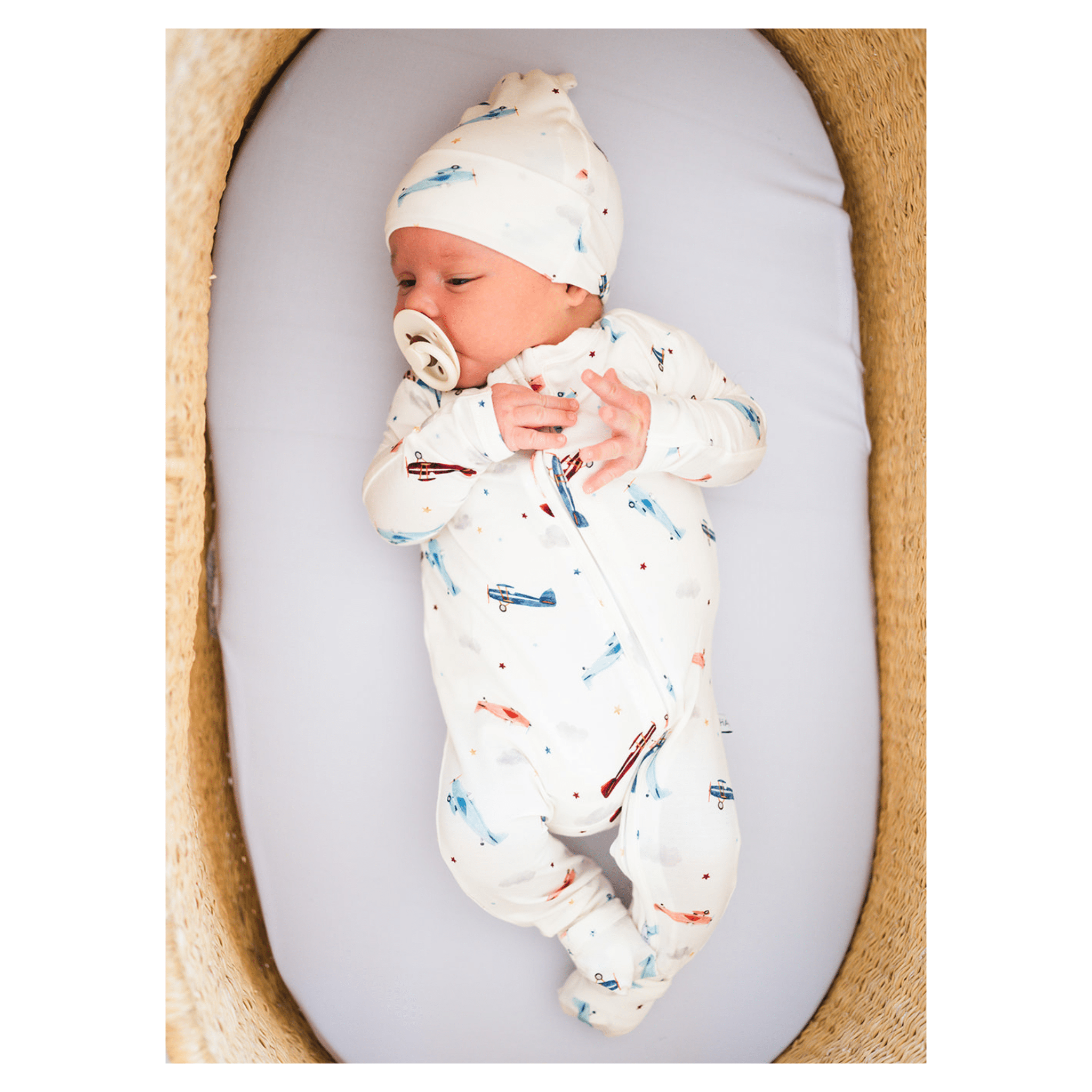 Vintage Airplane Baby Pajamas | Zipper Romper