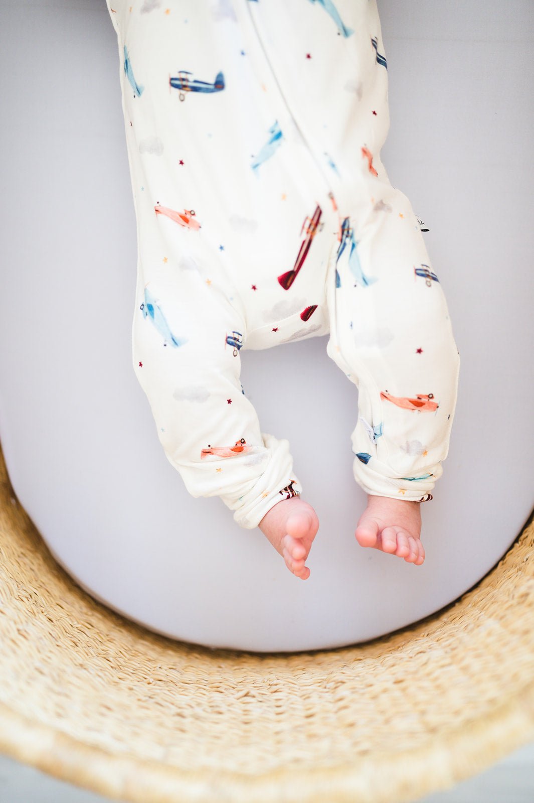 Vintage Airplane Baby Pajamas | Zipper Romper